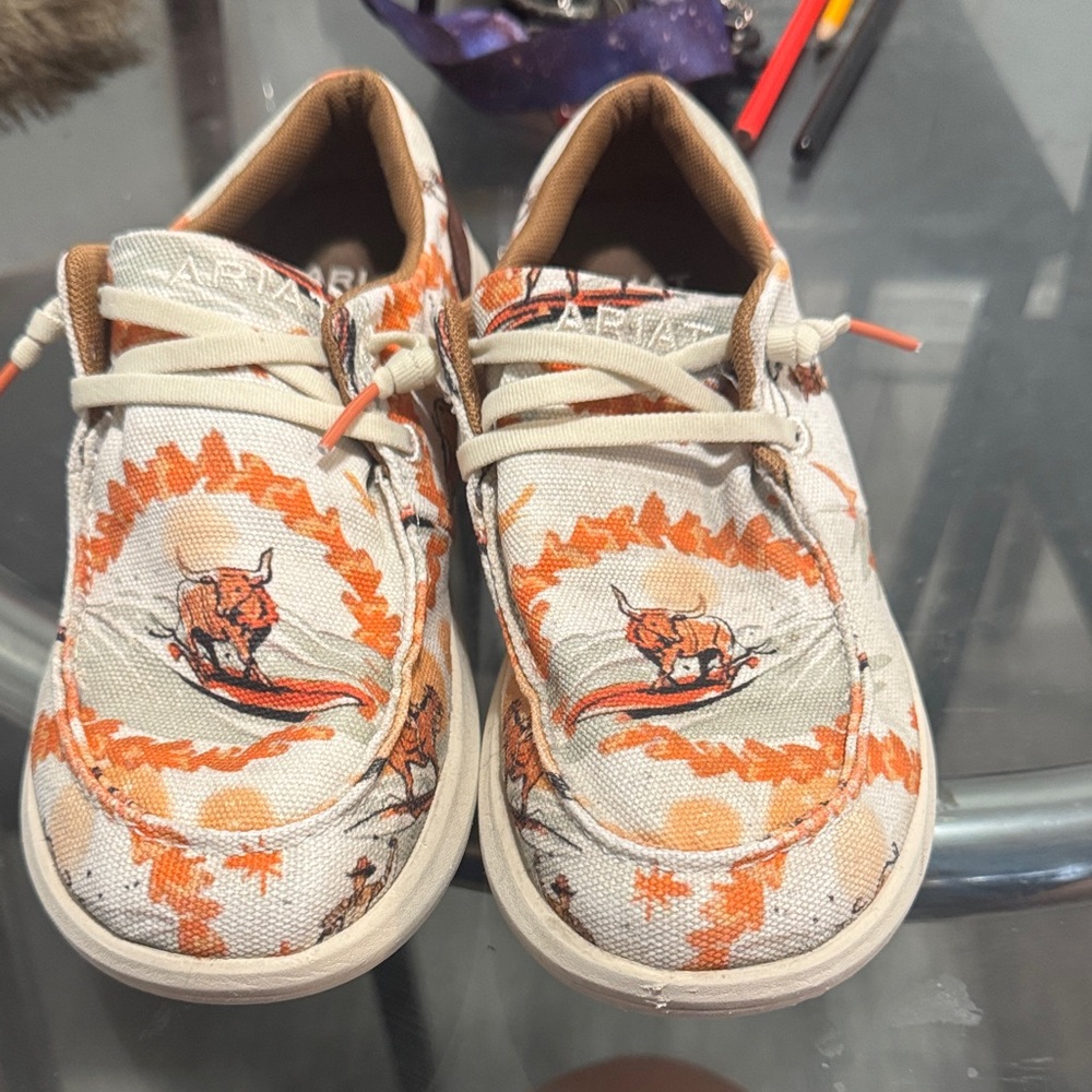 Ariat Kids Sneakers with Orange and White Design
